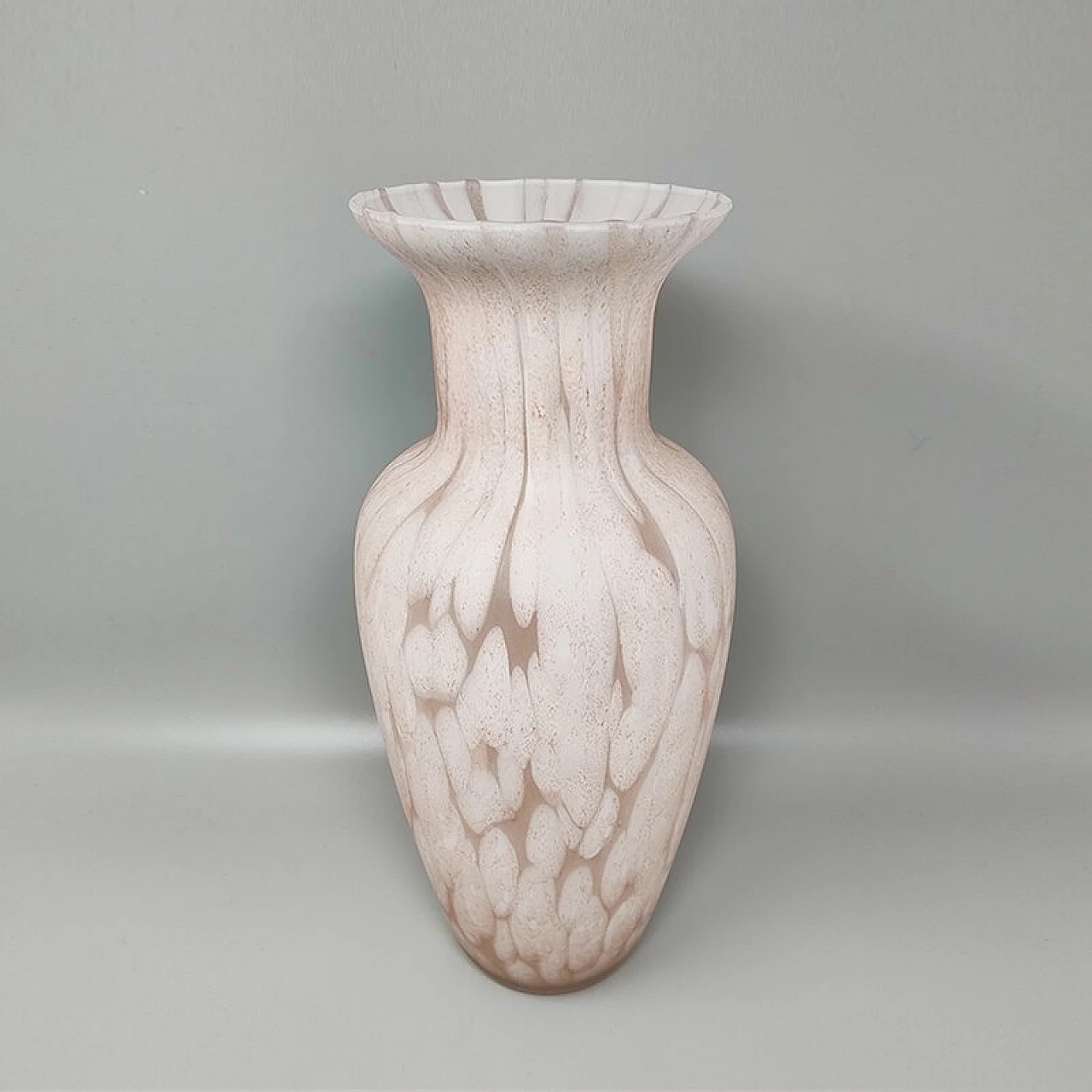 Vaso in vetro di Murano bianco e rosa di Artelinea, anni '60 4