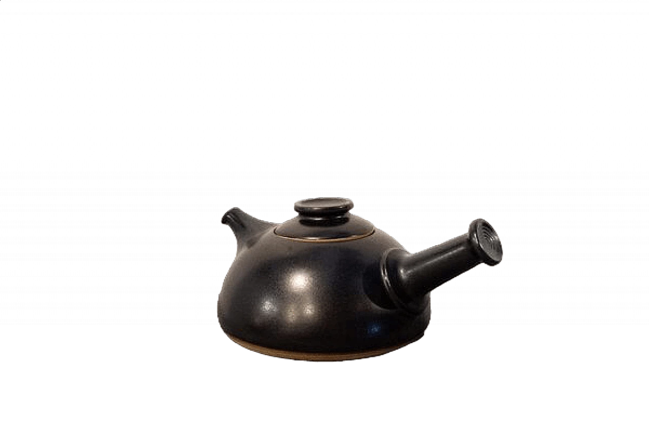 Black ceramic teapot by Franco Bucci for Laboratorio Pesaro, 1978 6