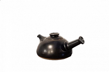 Black ceramic teapot by Franco Bucci for Laboratorio Pesaro, 1978