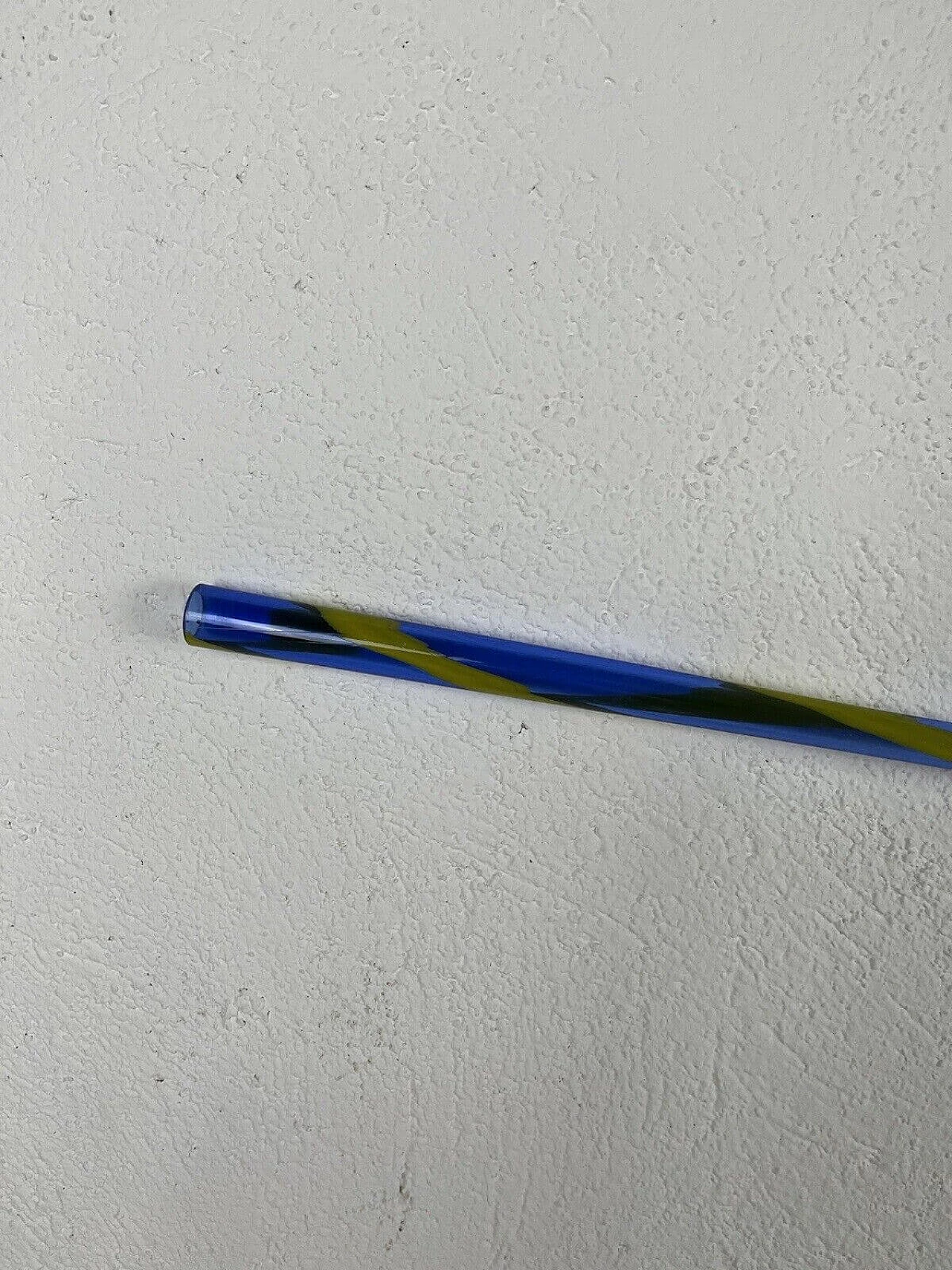 Scultura da parete in vetro soffiato di Murano giallo e blu, anni '70 8