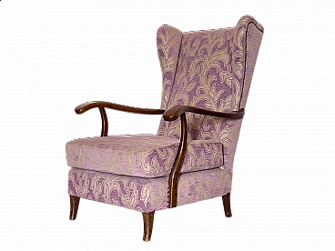 Wood and fabric armchair in the style of Paolo Buffa, 1960s