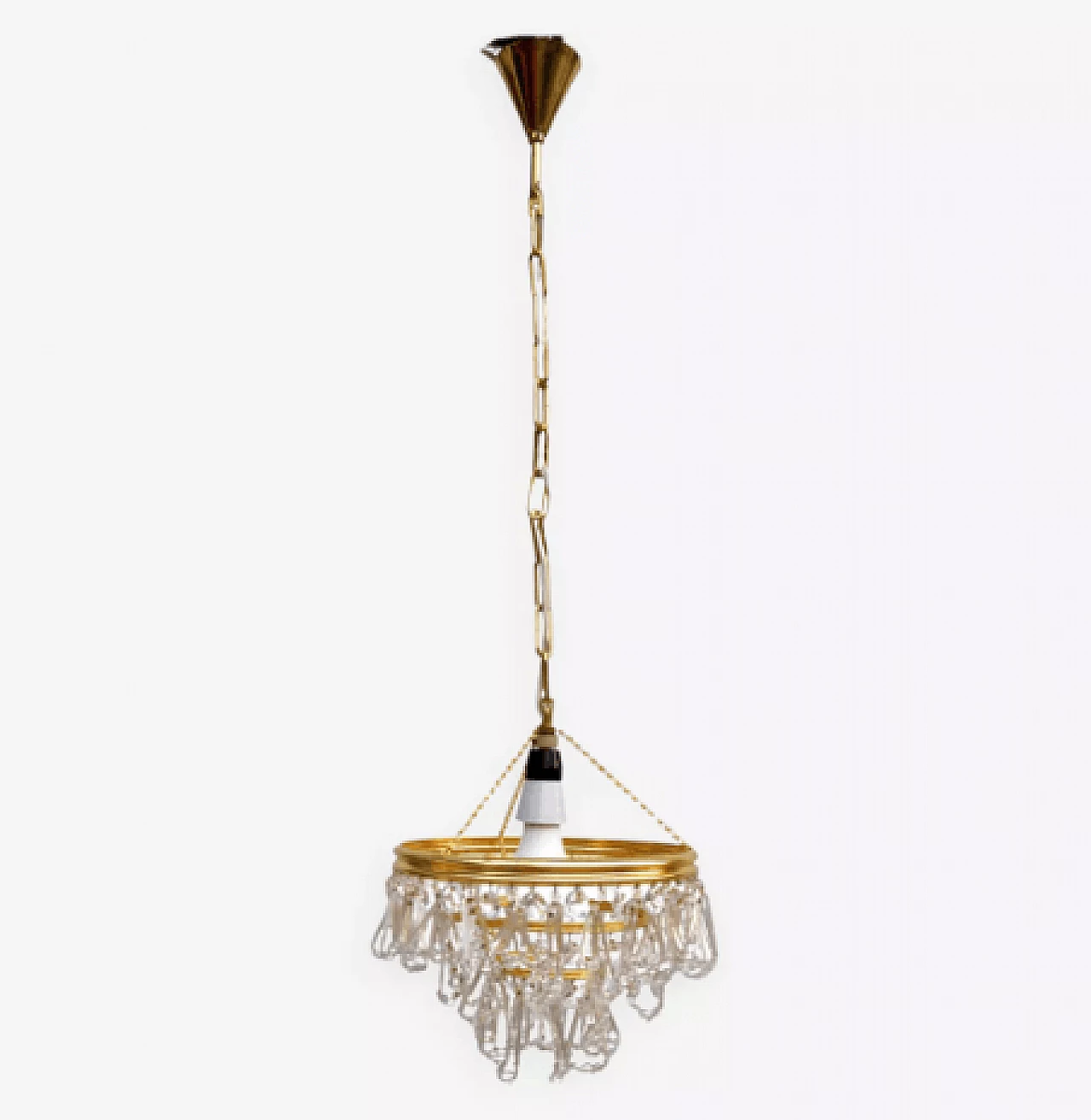 Brass and crystal chandelier by Lustry Kamenický Šenov, 1970s 1