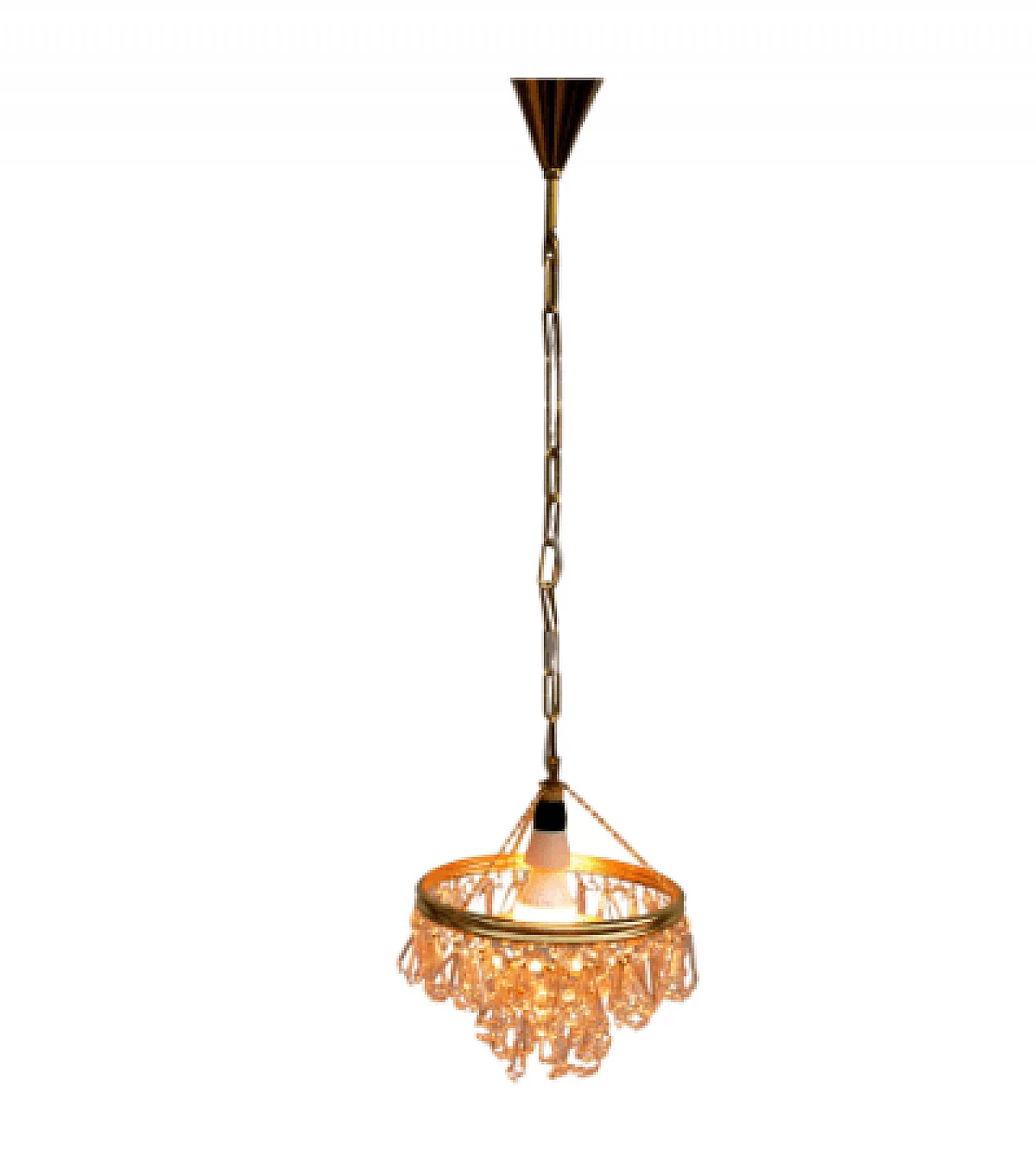 Brass and crystal chandelier by Lustry Kamenický Šenov, 1970s 5
