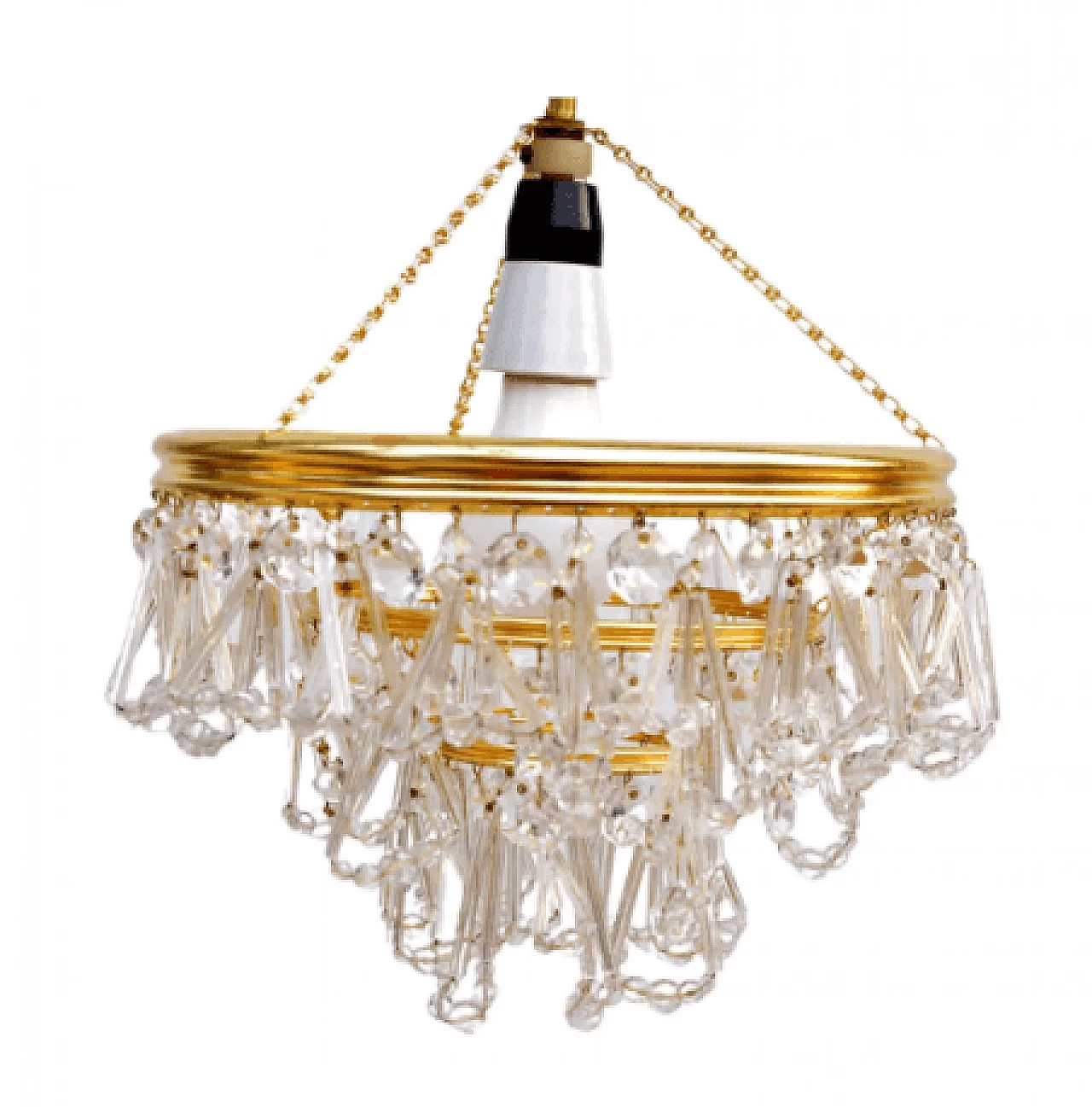 Brass and crystal chandelier by Lustry Kamenický Šenov, 1970s 9