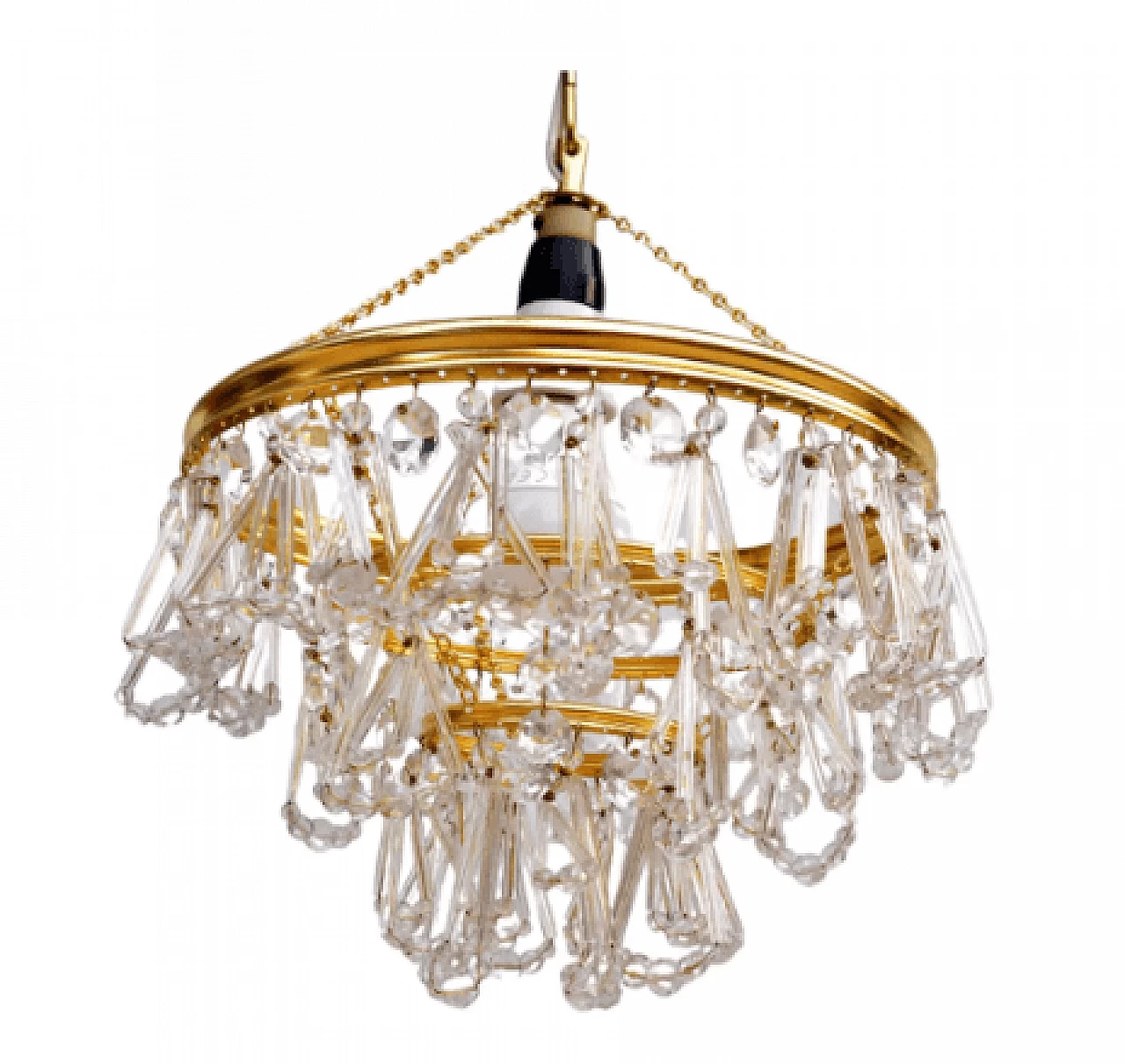 Brass and crystal chandelier by Lustry Kamenický Šenov, 1970s 10