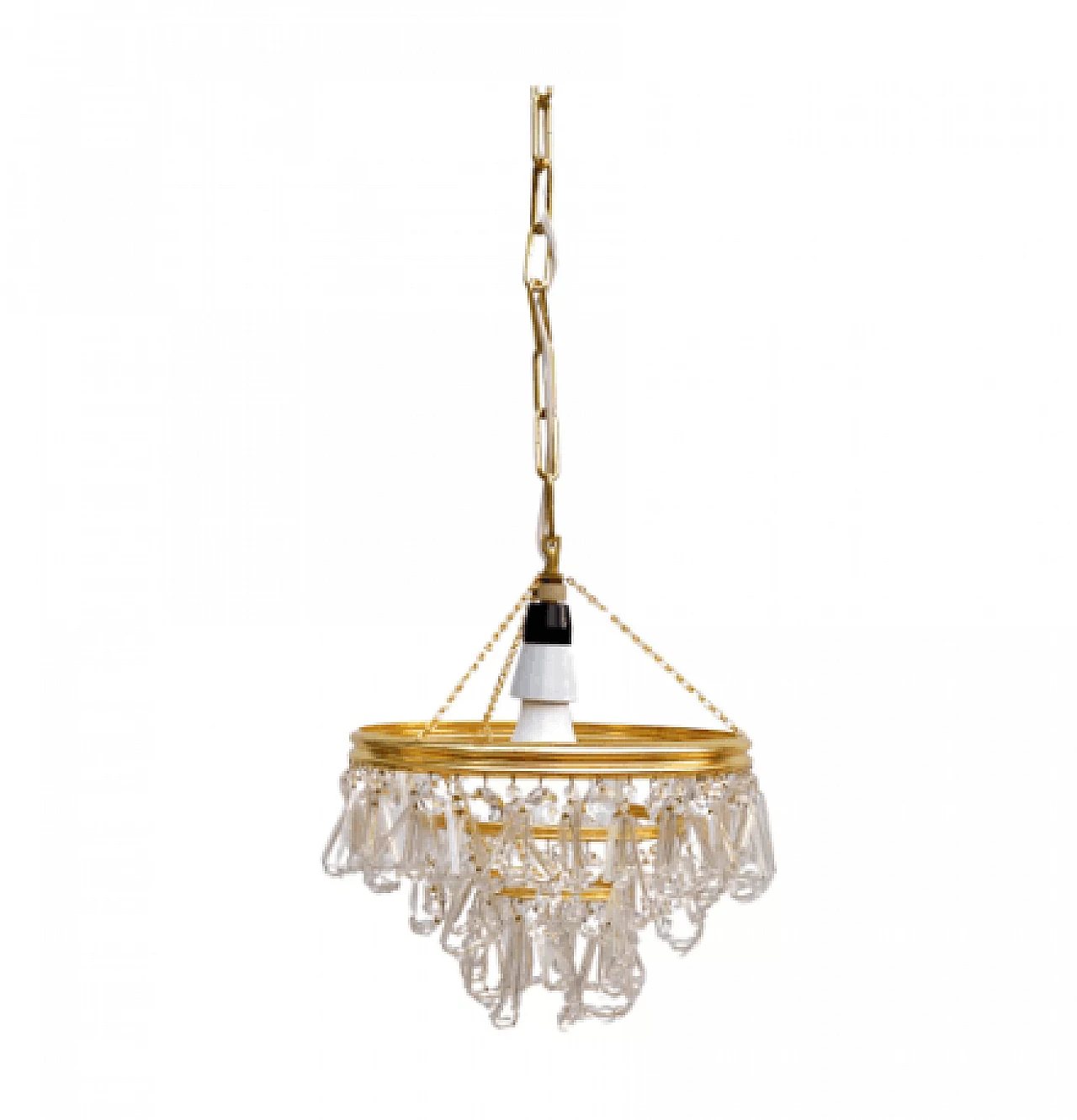 Brass and crystal chandelier by Lustry Kamenický Šenov, 1970s 14