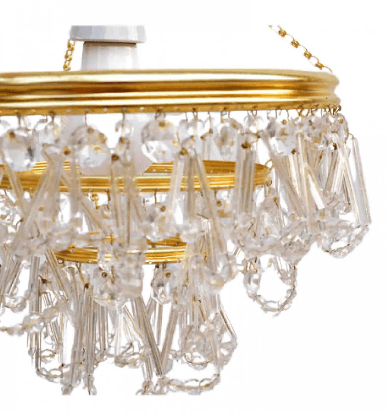 Brass and crystal chandelier by Lustry Kamenický Šenov, 1970s 15