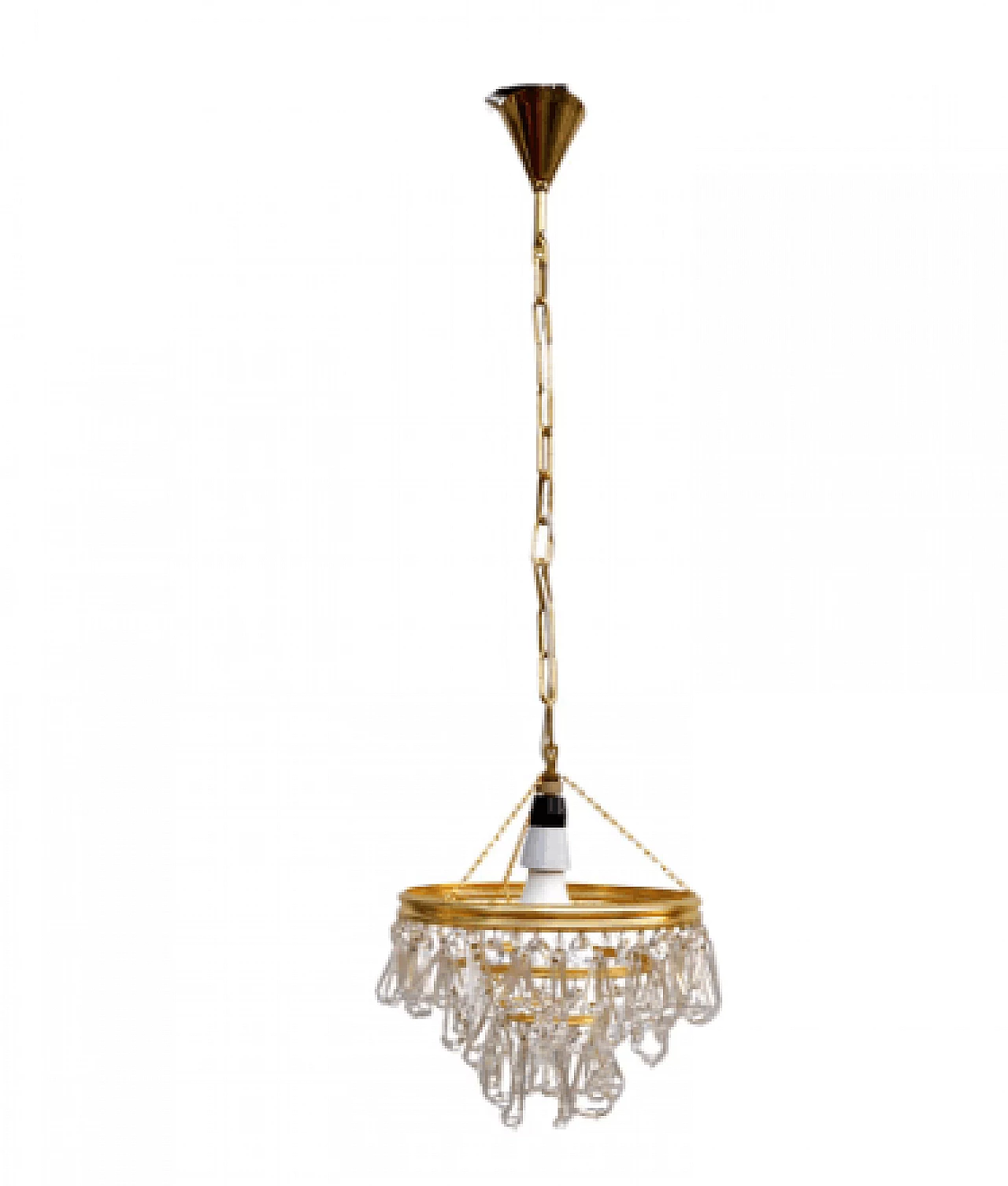 Brass and crystal chandelier by Lustry Kamenický Šenov, 1970s 19