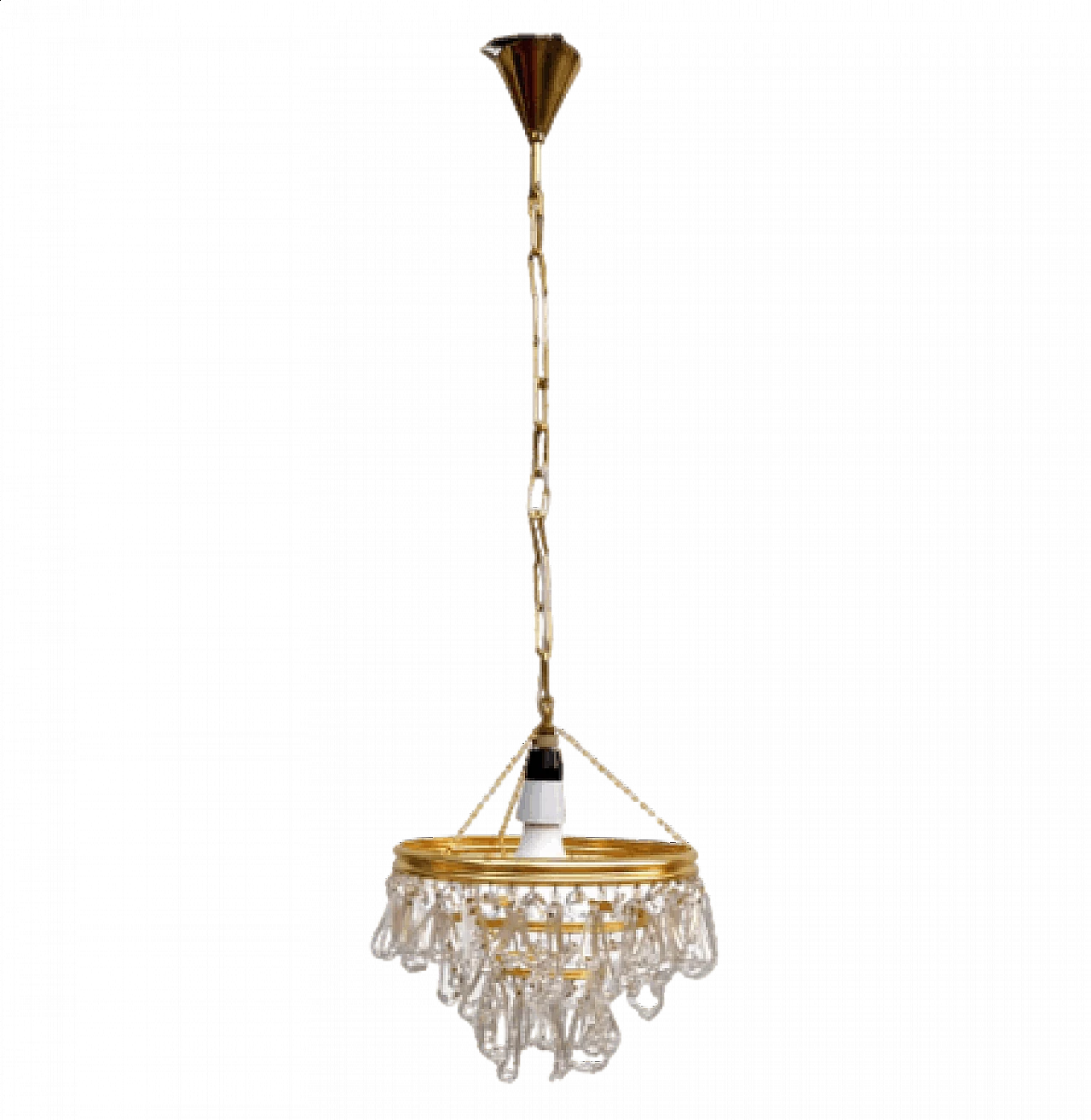 Brass and crystal chandelier by Lustry Kamenický Šenov, 1970s 20