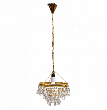 Brass and crystal chandelier by Lustry Kamenický Šenov, 1970s