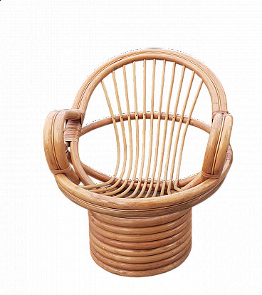 Bamboo swivel armchair, 1970s