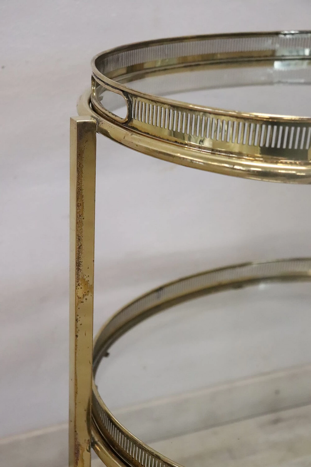 Gilded brass and glass bar cart, 1980s 3