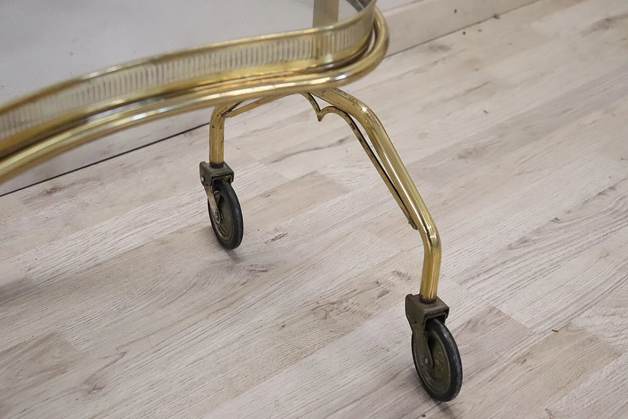 Gilded brass and glass bar cart, 1980s 5