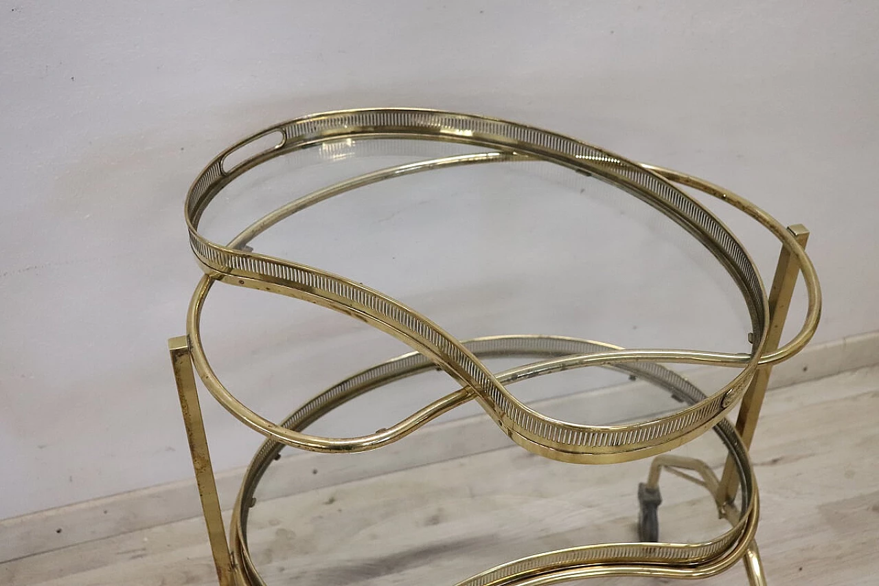Gilded brass and glass bar cart, 1980s 7