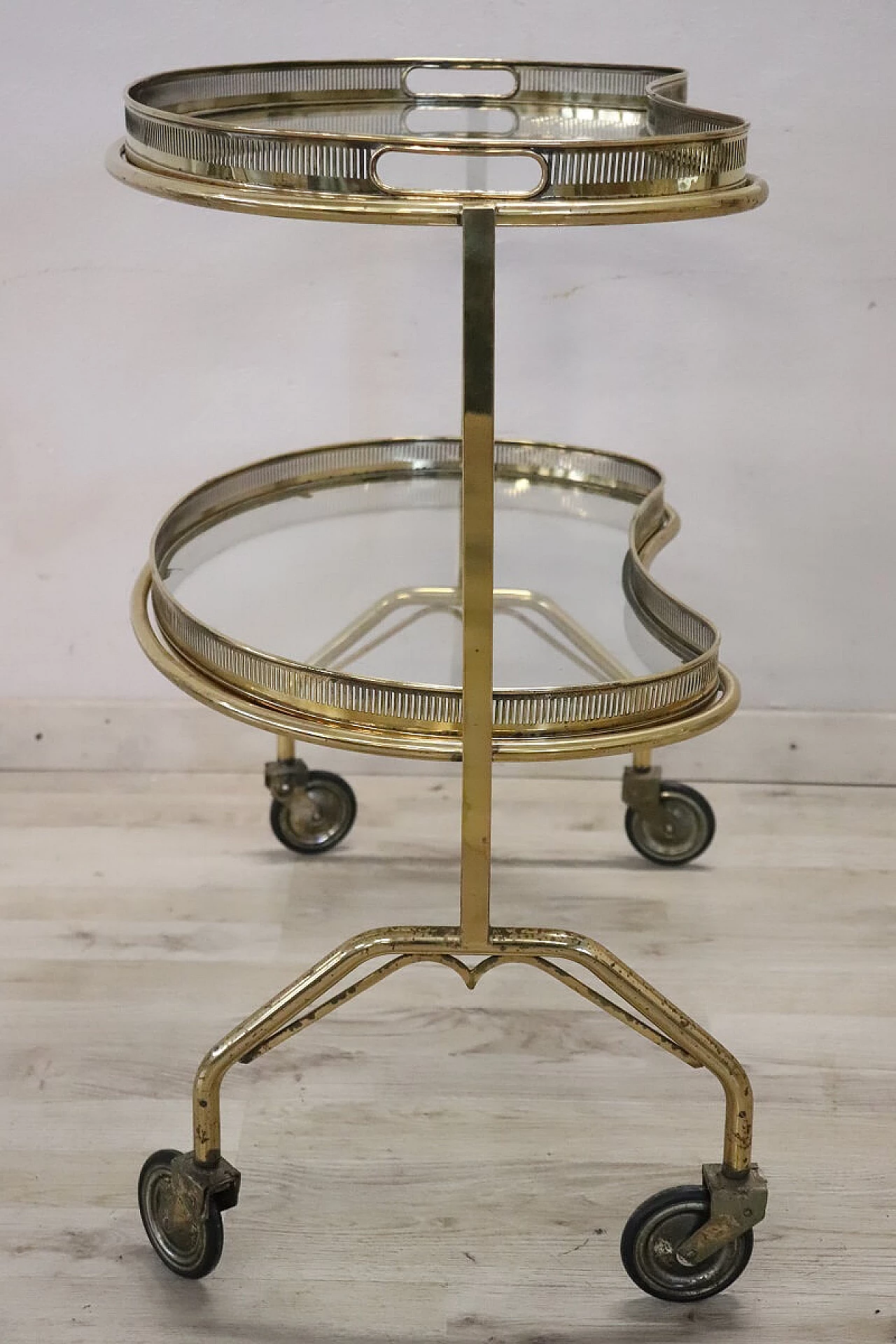 Gilded brass and glass bar cart, 1980s 8