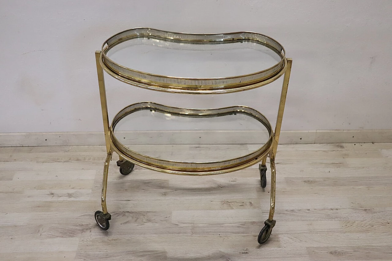 Gilded brass and glass bar cart, 1980s 9