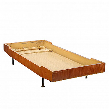 Exotic wood veneered single bed, 1960s