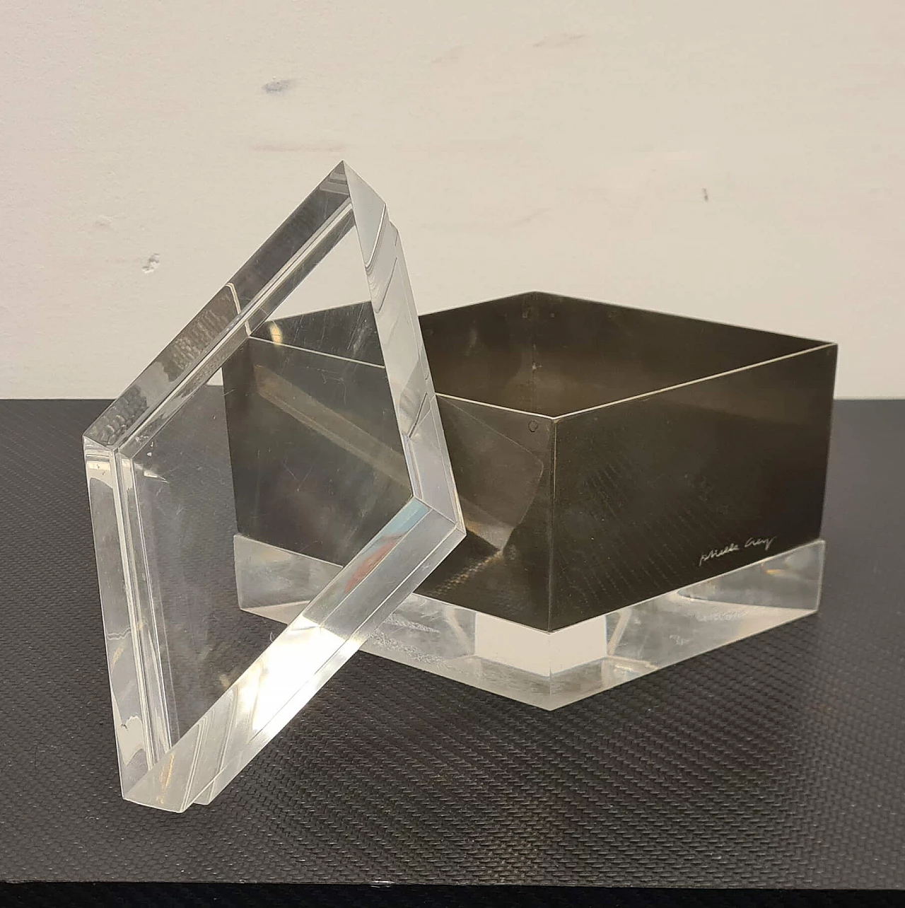 Rhomboid lucite and metal box by Gabriella Crespi, 1970s 10