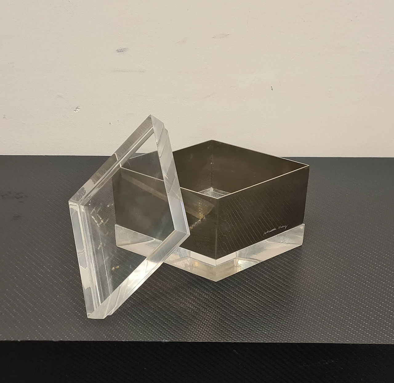Rhomboid lucite and metal box by Gabriella Crespi, 1970s 11