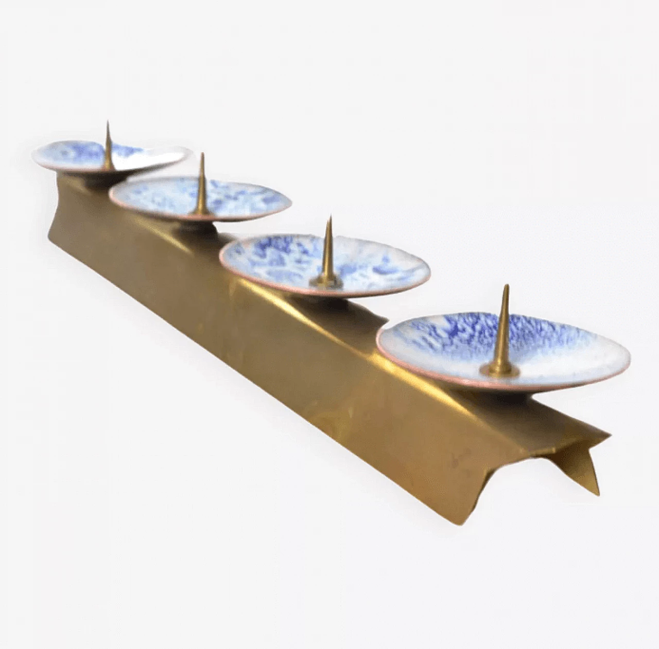 Triple enamelled brass candle holder by Expertic DDR, 1950s 1