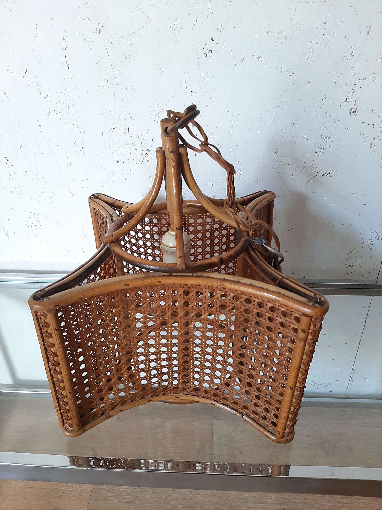 Bamboo chandelier, 1970s 1