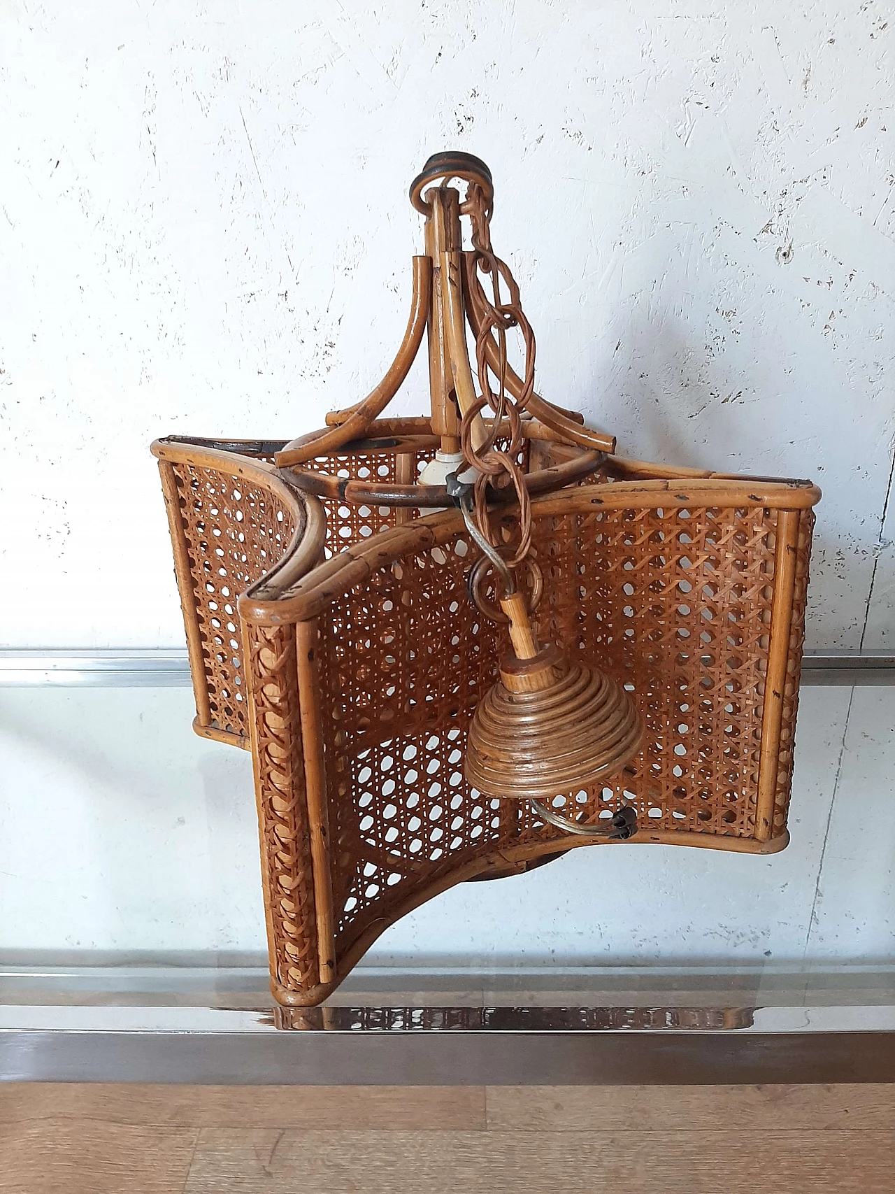 Bamboo chandelier, 1970s 2