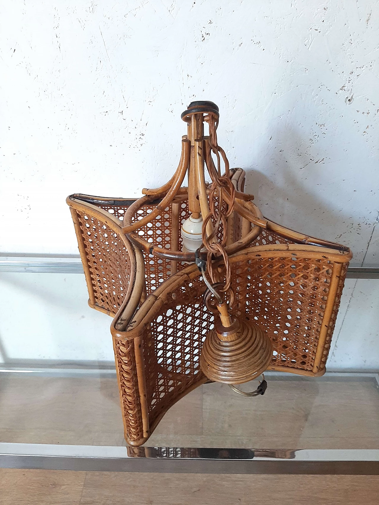 Bamboo chandelier, 1970s 3