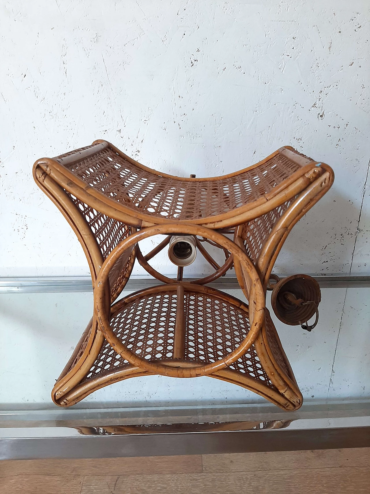 Bamboo chandelier, 1970s 4