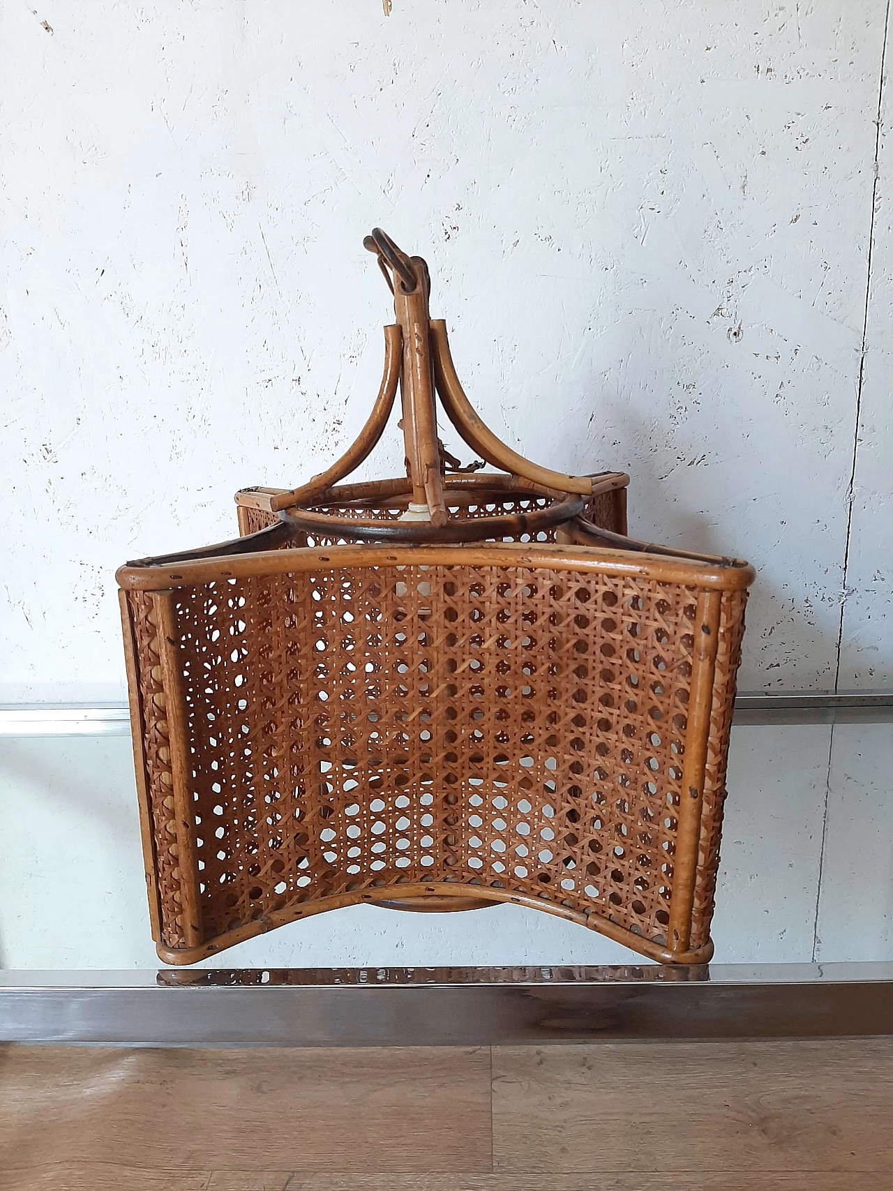 Bamboo chandelier, 1970s 7