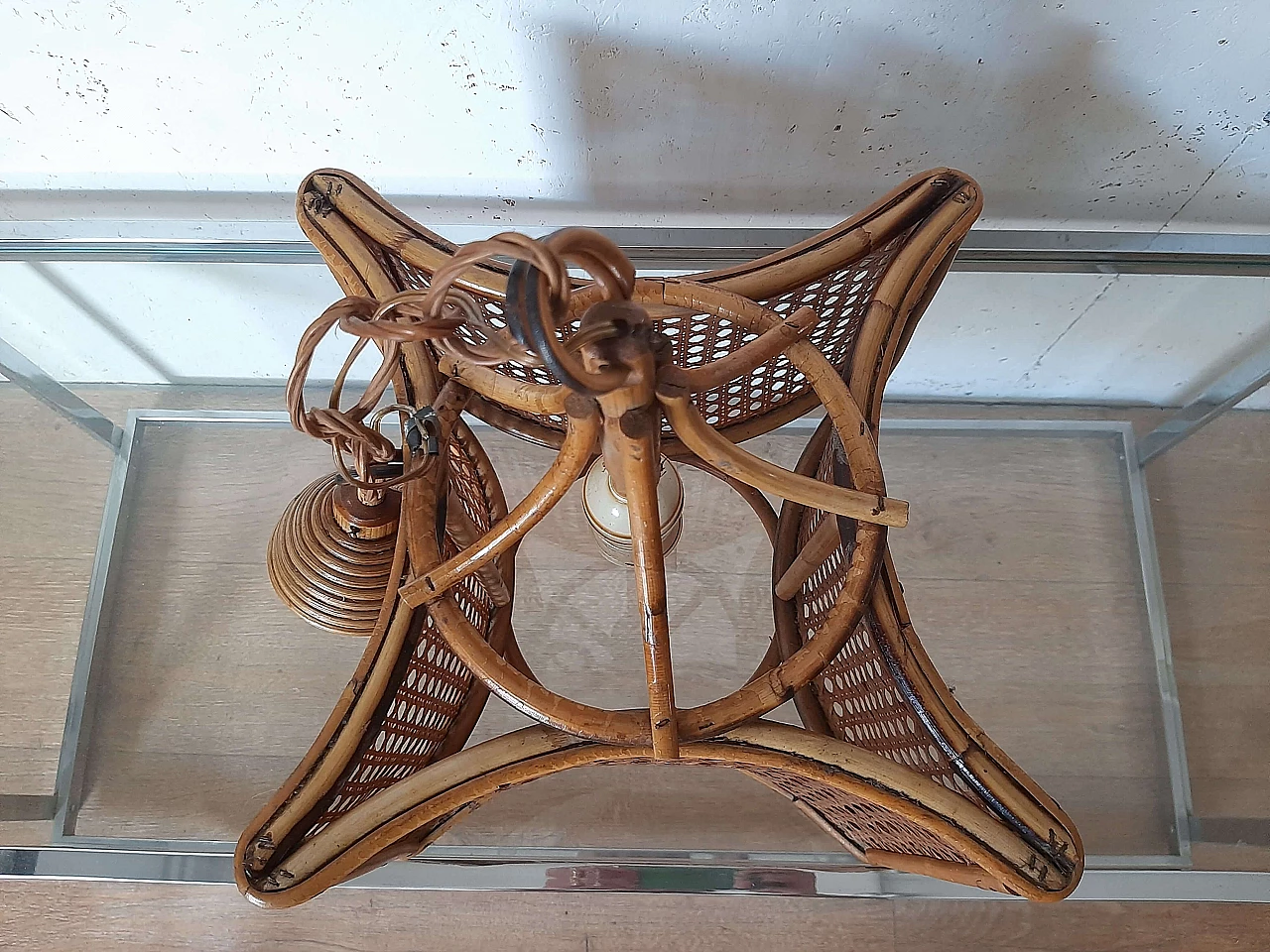 Bamboo chandelier, 1970s 8