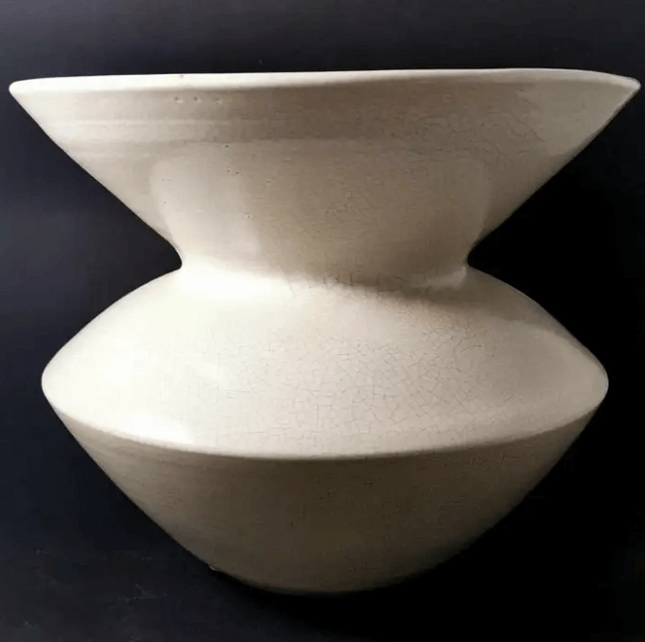 French craquelé white ceramic vase, 1970s 2