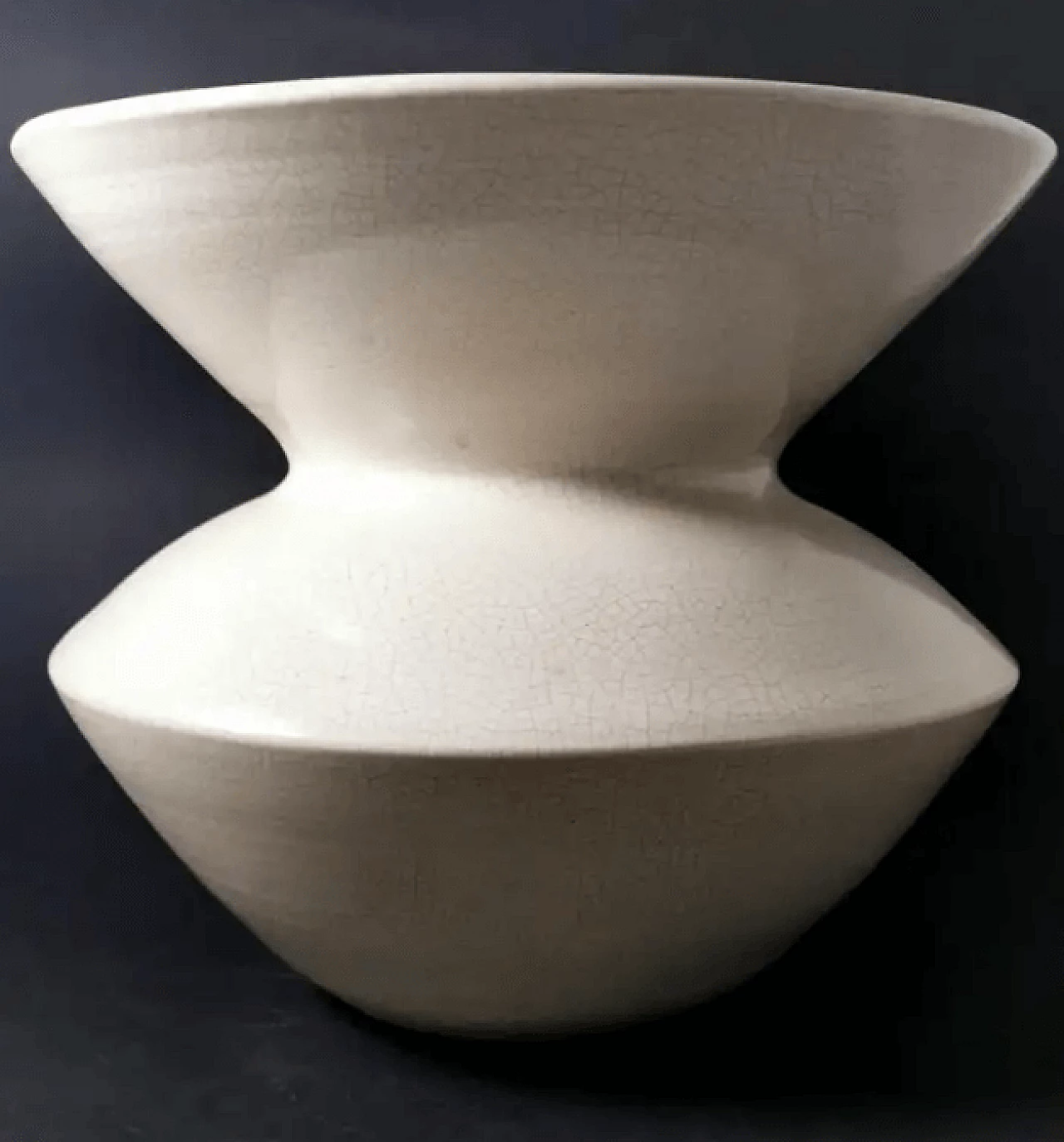 French craquelé white ceramic vase, 1970s 3
