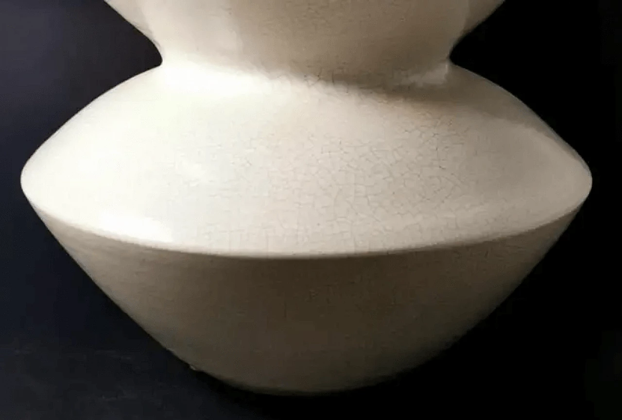 French craquelé white ceramic vase, 1970s 4