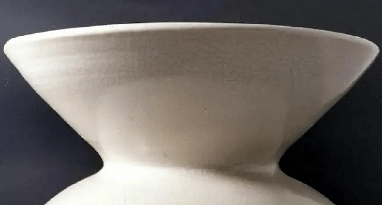 French craquelé white ceramic vase, 1970s 5