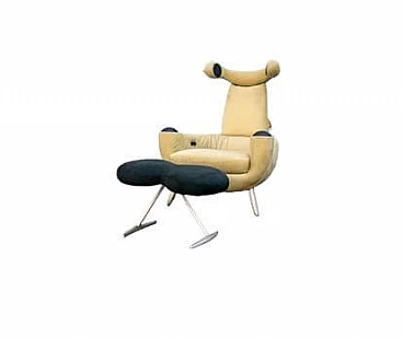 Stereo Armchair with footrest from Saporiti Italia, 1980s