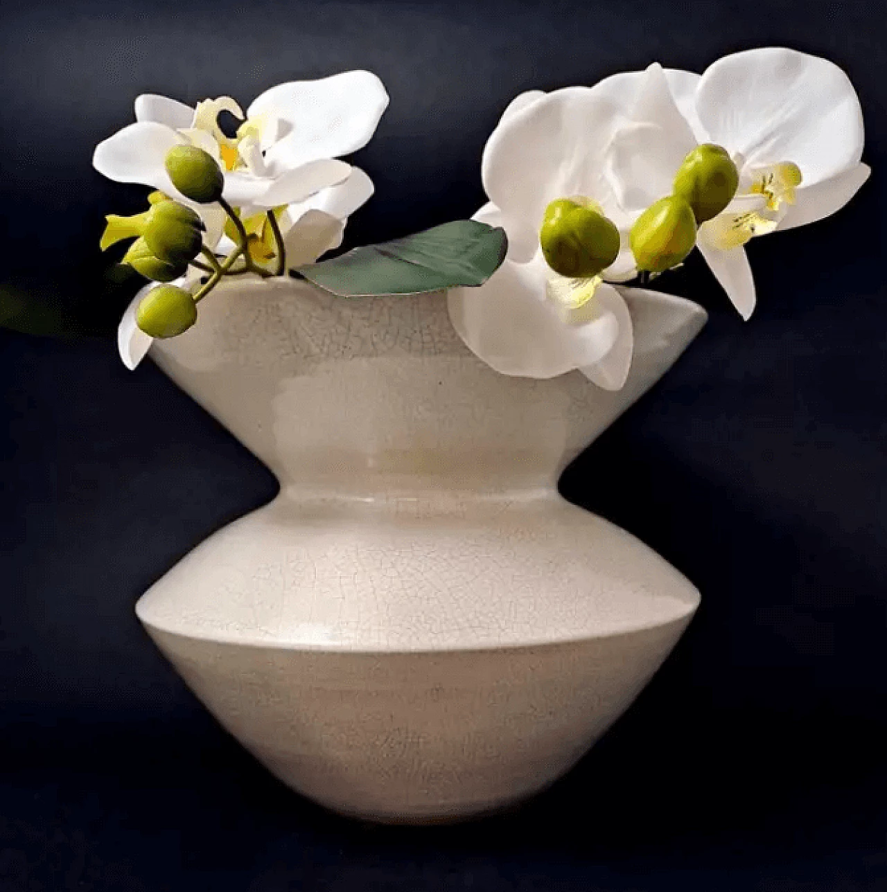 French craquelé white ceramic vase, 1970s 14