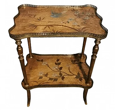 Napoleon III wooden coffee table with two painted tops and gilded legs, 19th century