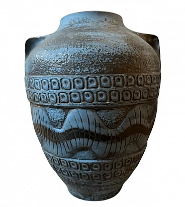 Vaso in ceramica blu e grigia di Carstens Tonnieshof, anni '60
