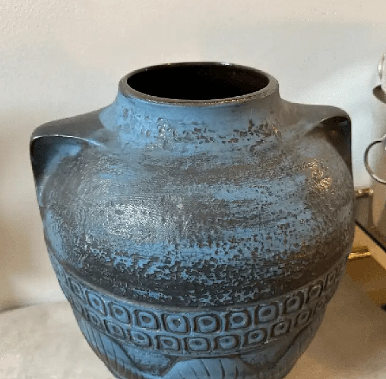 Vaso in ceramica blu e grigia di Carstens Tonnieshof, anni '60 4