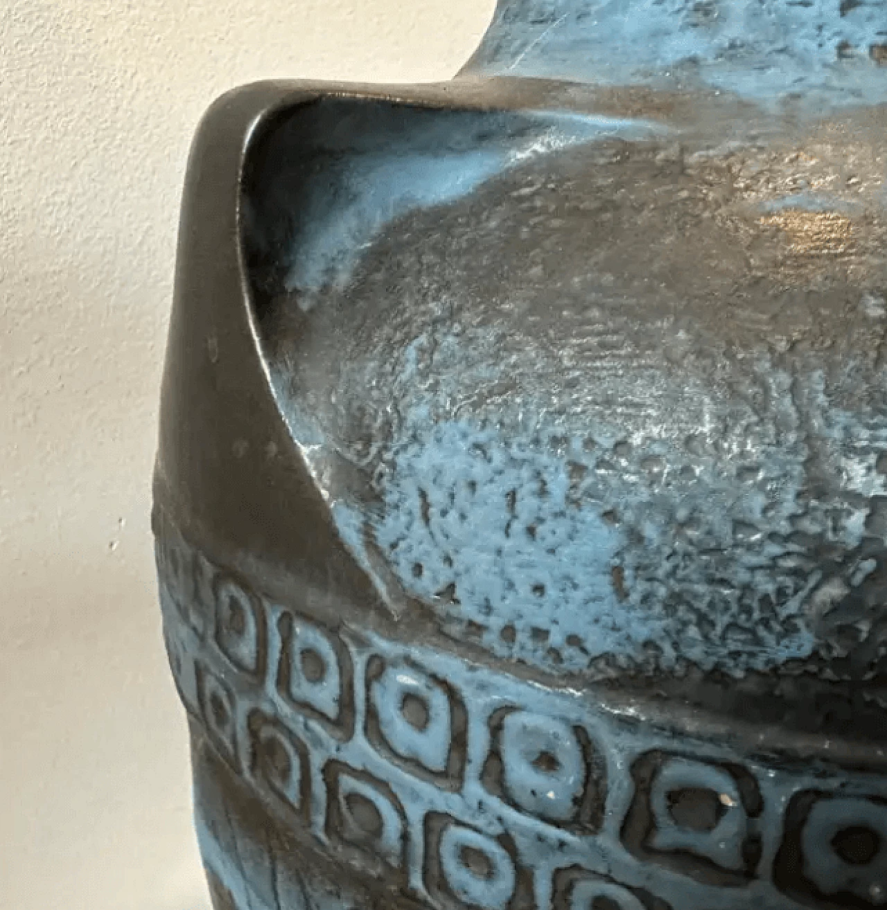 Vaso in ceramica blu e grigia di Carstens Tonnieshof, anni '60 7