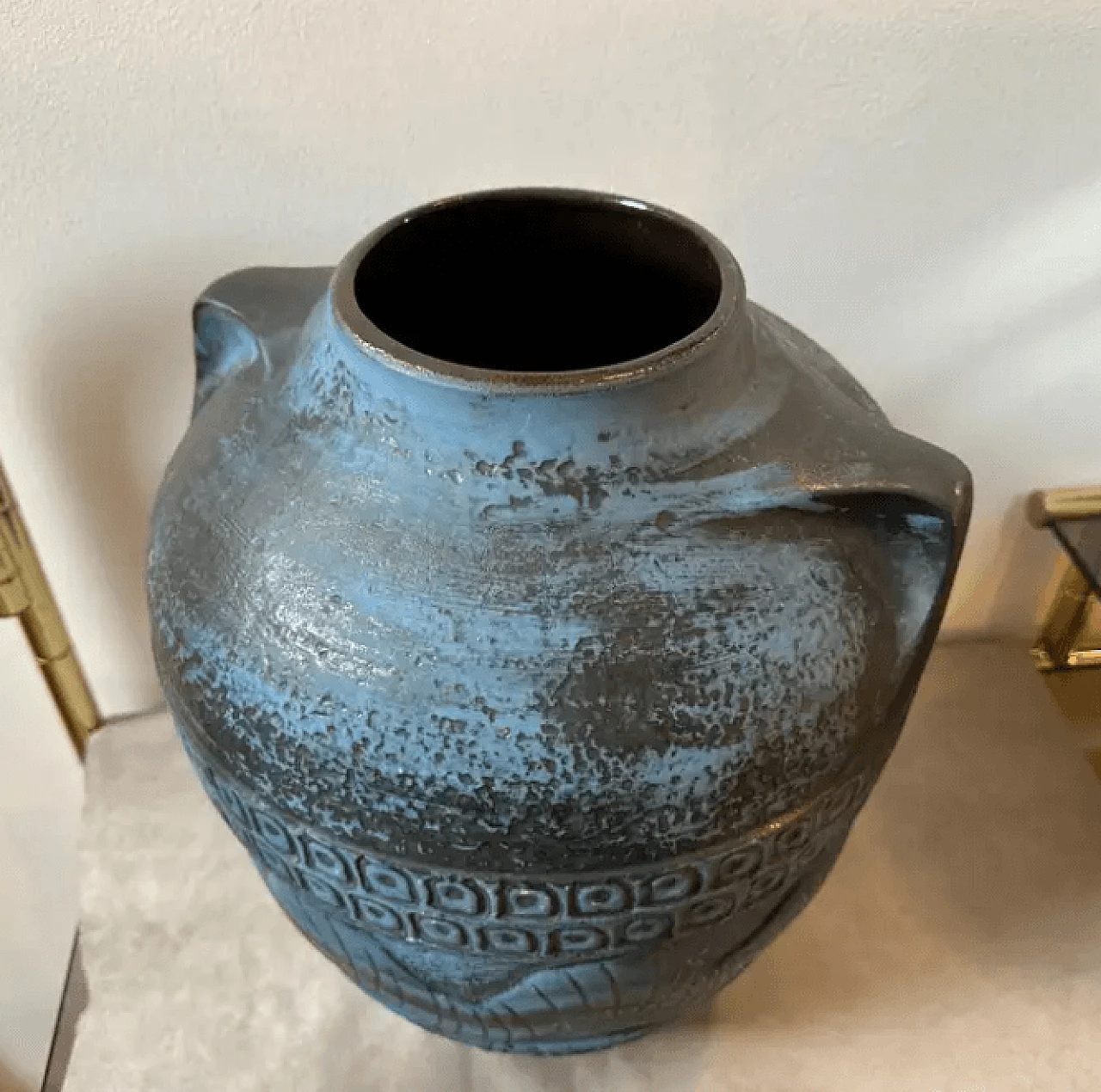 Vaso in ceramica blu e grigia di Carstens Tonnieshof, anni '60 9