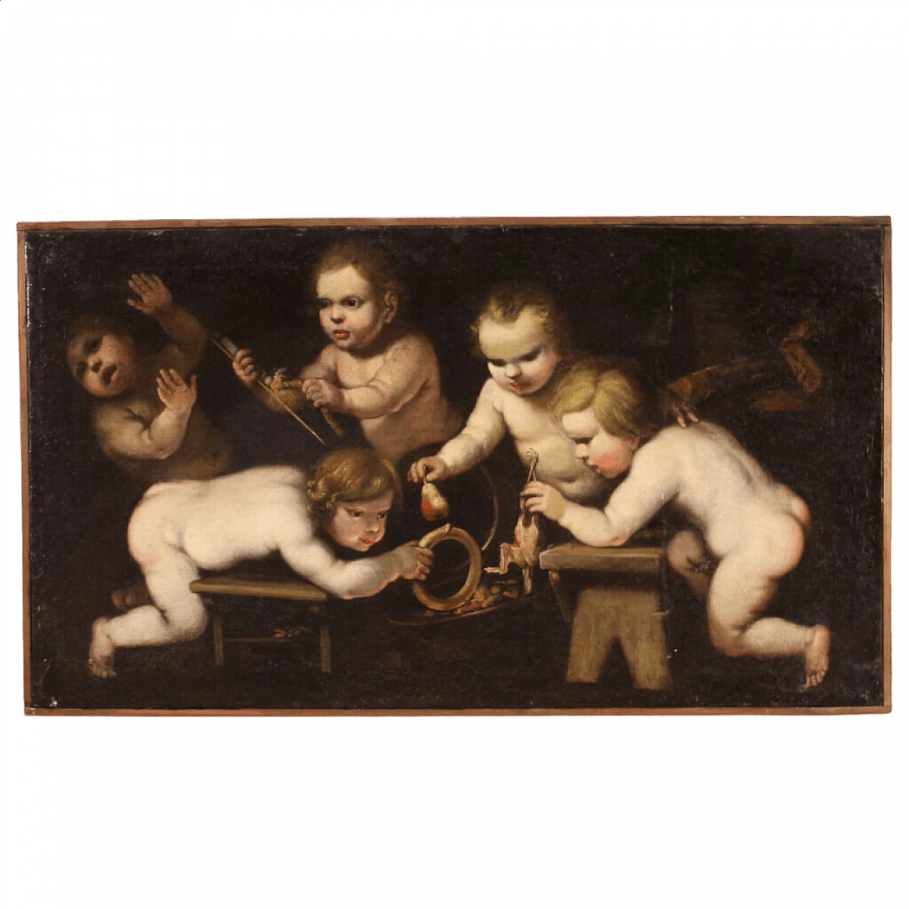 Playing putti, oil painting on canvas, second half of the 17th century 16