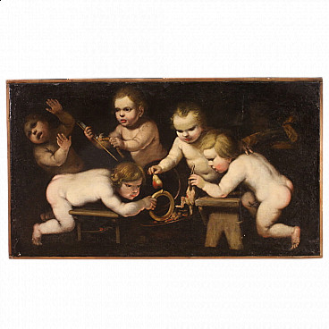 Playing putti, oil painting on canvas, second half of the 17th century