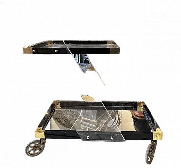 Lucite and brass bar trolley, 1960s