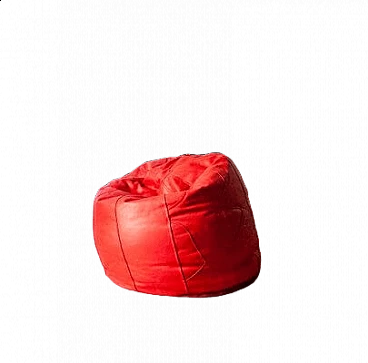 Red leather pouf, Brazil, 2000s