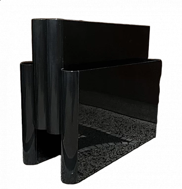 Portariviste 4676 in plastica nera di Giotto Stoppino per Kartell, anni '70