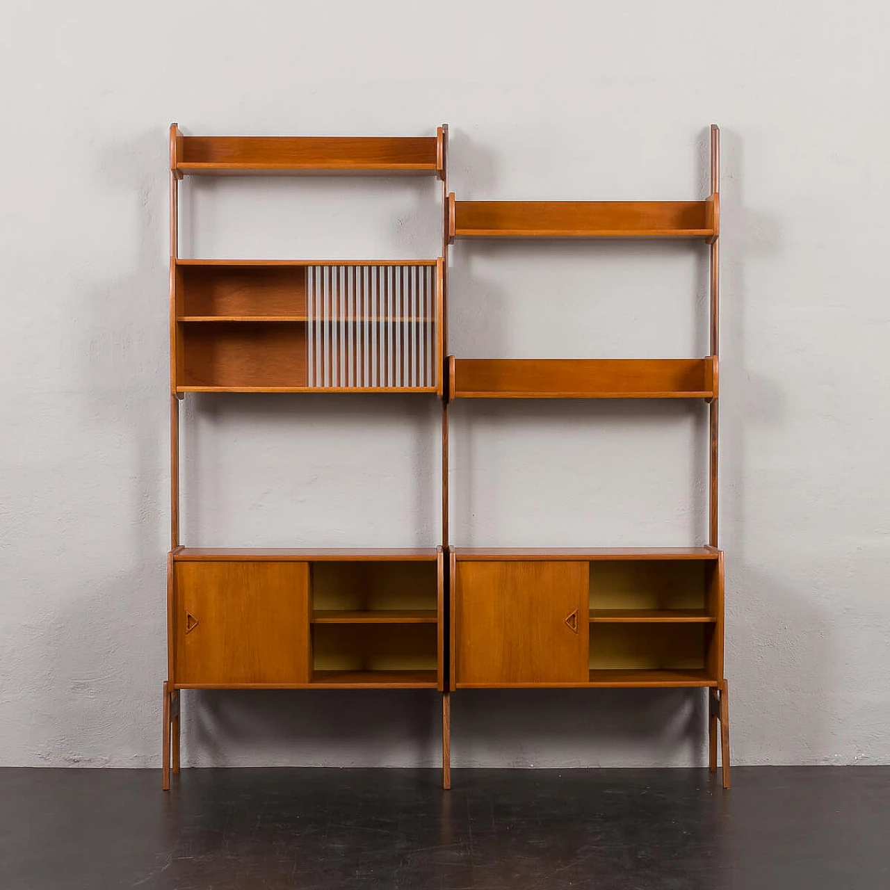 Scandinavian free standing wall unit in teak, 1960s 6