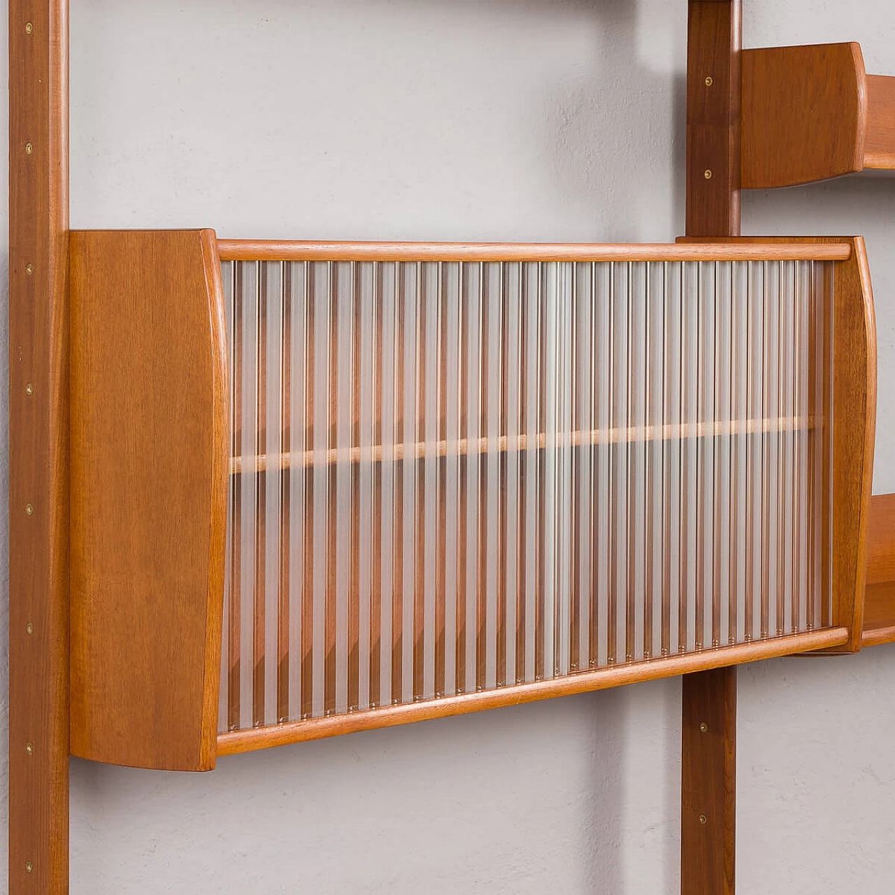 Scandinavian free standing wall unit in teak, 1960s 14