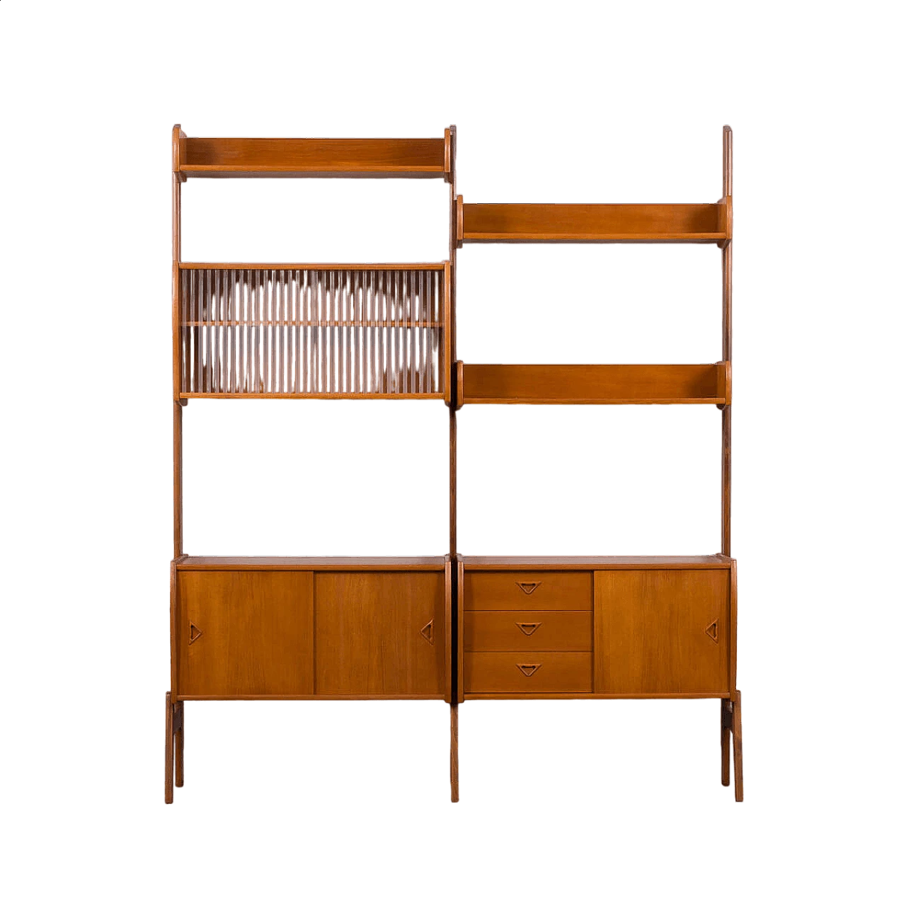 Scandinavian free standing wall unit in teak, 1960s 20