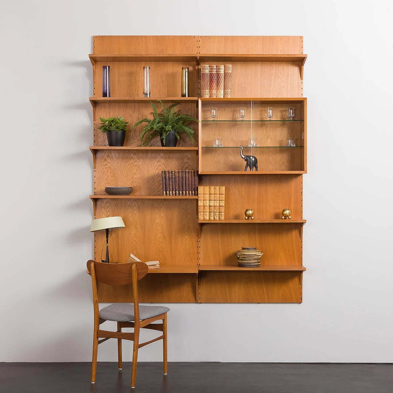 Oak wall cabinet with back panels by Poul Cadovius for Cado, 1970s 1
